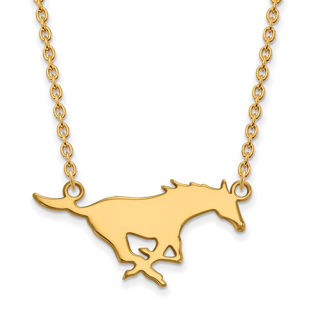 14k Gold Plated Silver Southern Methodist U Lg Pendant Necklace, Item N12486 by The Black Bow Jewelry Co.