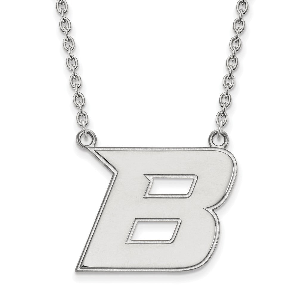 Sterling Silver Boise State Large Initial B Pendant Necklace, 18 Inch, Item N12660 by The Black Bow Jewelry Co.