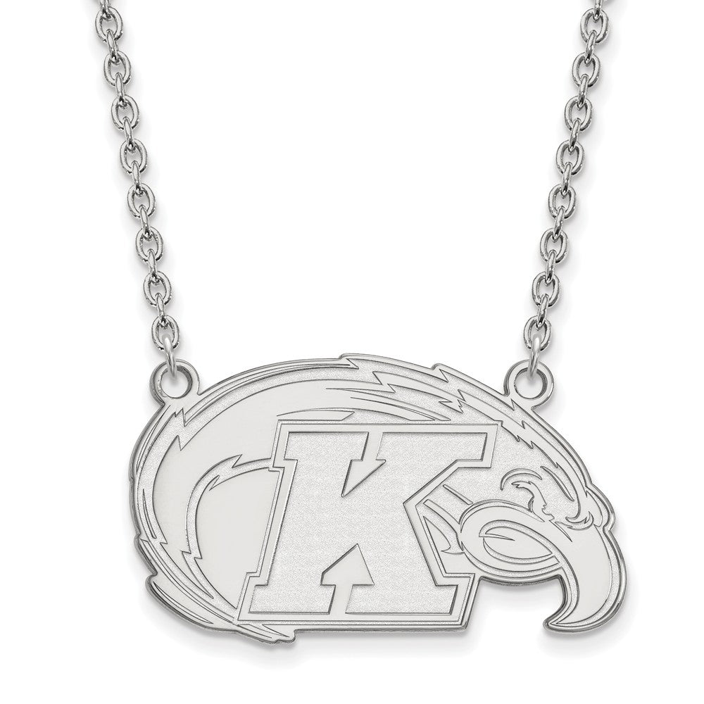 Sterling Silver Kent State Large Logo Pendant Necklace, 18 Inch, Item N12686 by The Black Bow Jewelry Co.