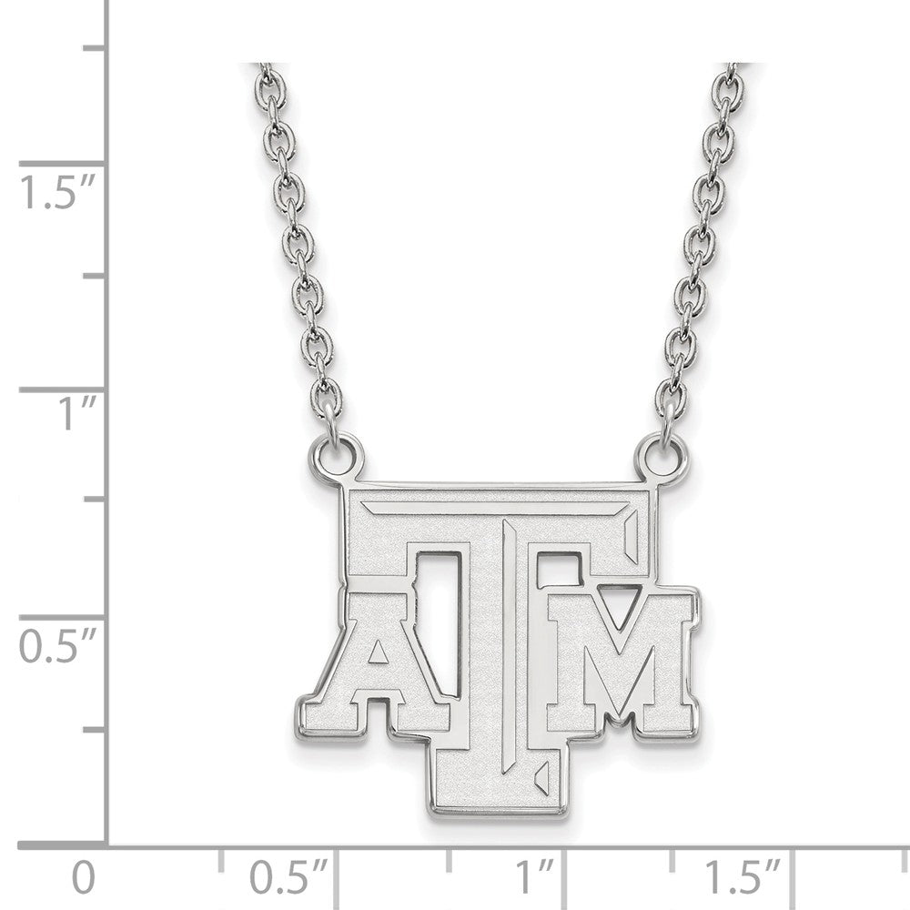 Alternate view of the Sterling Silver Texas A&M U Large 'TAM' Pendant Necklace by The Black Bow Jewelry Co.