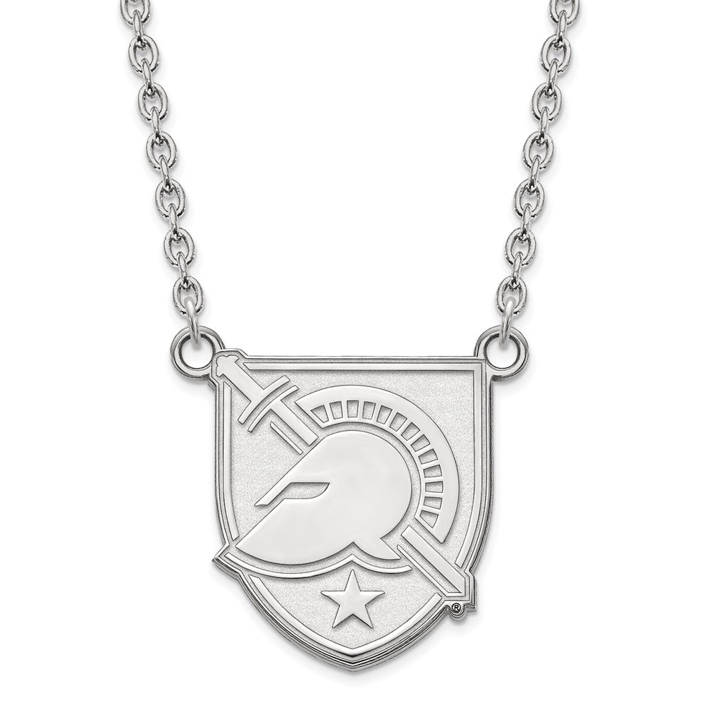 Sterling Silver Military Academy Large Shield Necklace, Item N12757 by The Black Bow Jewelry Co.