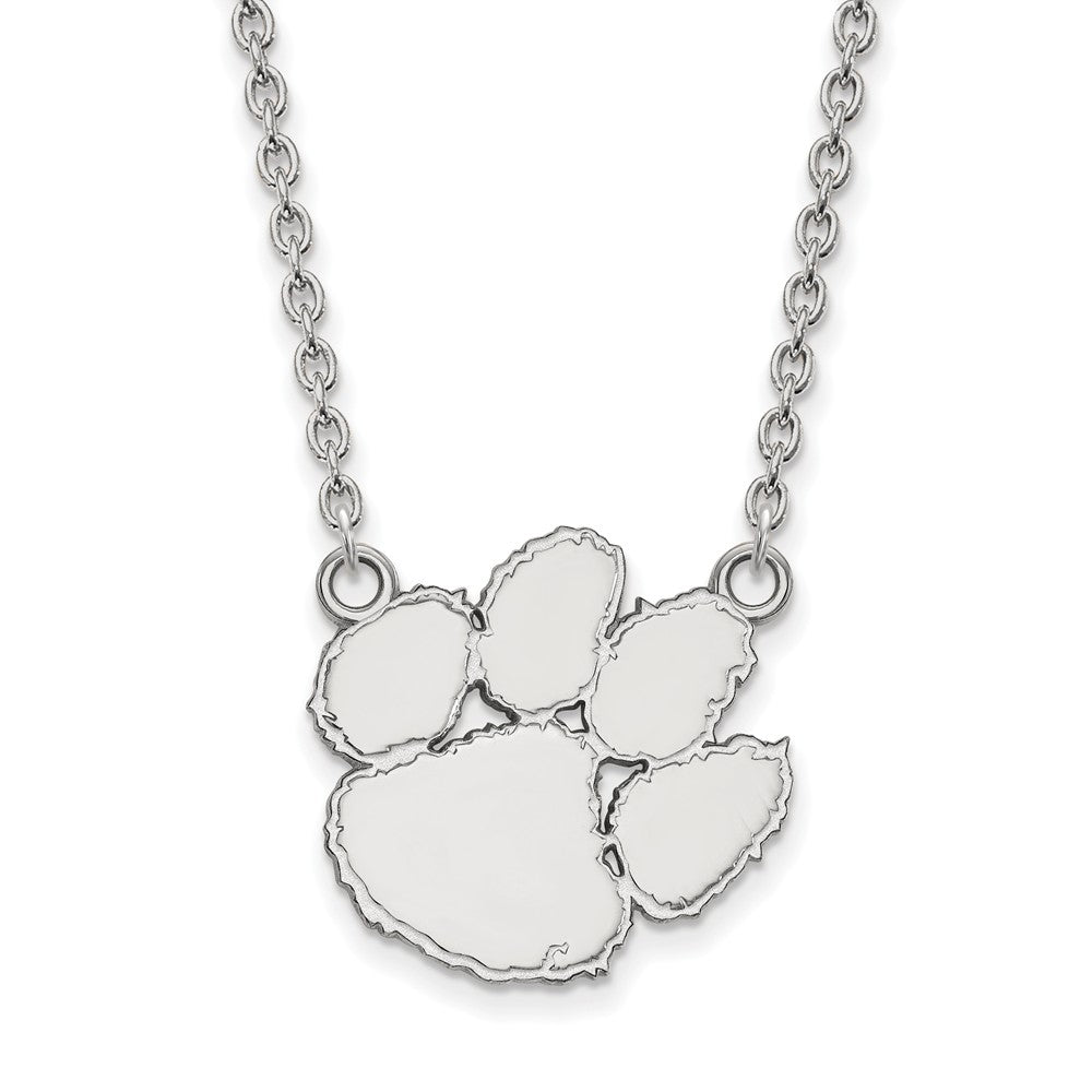 Sterling Silver Clemson U Large Logo Pendant Necklace, Item N12773 by The Black Bow Jewelry Co.
