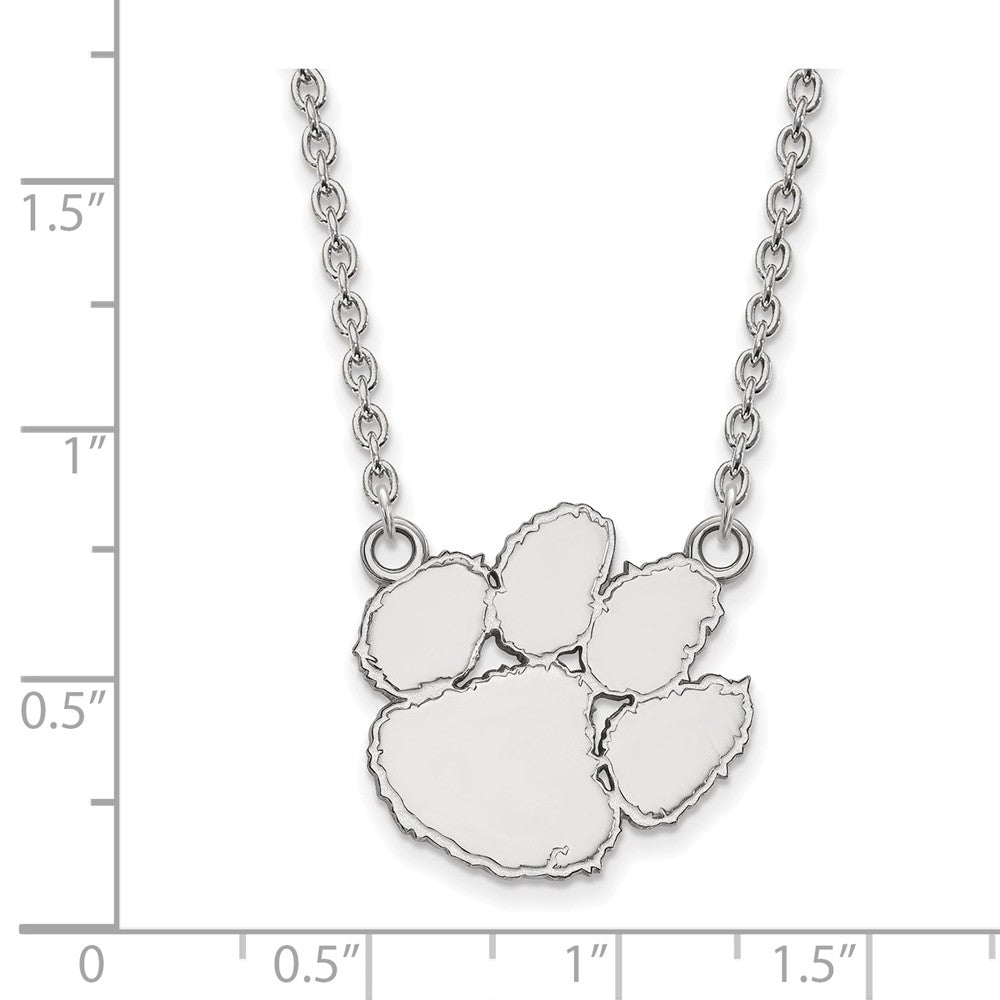 Alternate view of the Sterling Silver Clemson U Large Logo Pendant Necklace by The Black Bow Jewelry Co.