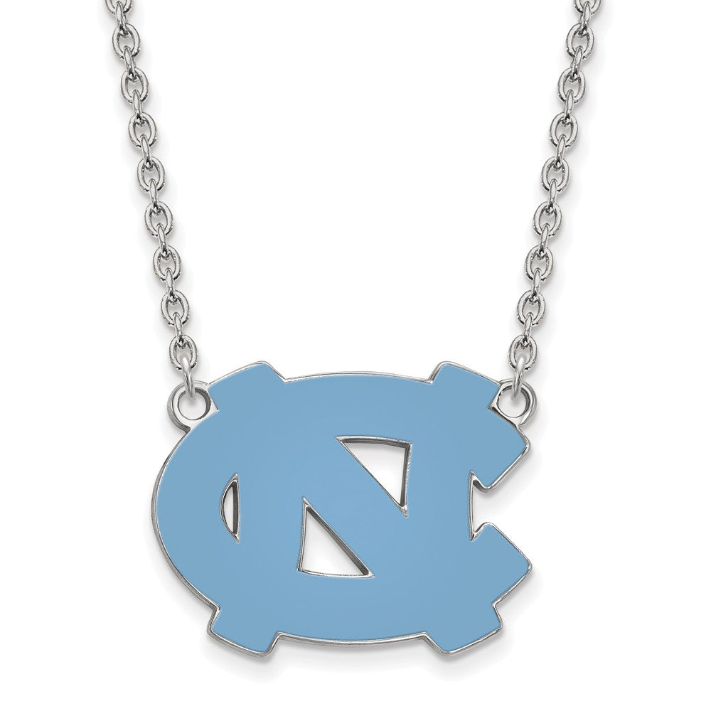 Sterling Silver North Carolina 'NC' Enameled Pendant Necklace, Item N12793 by The Black Bow Jewelry Co.