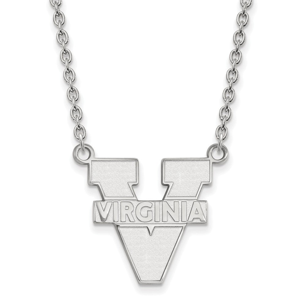 Sterling Silver U of Virginia Large 'V' Logo Pendant Necklace, Item N12797 by The Black Bow Jewelry Co.