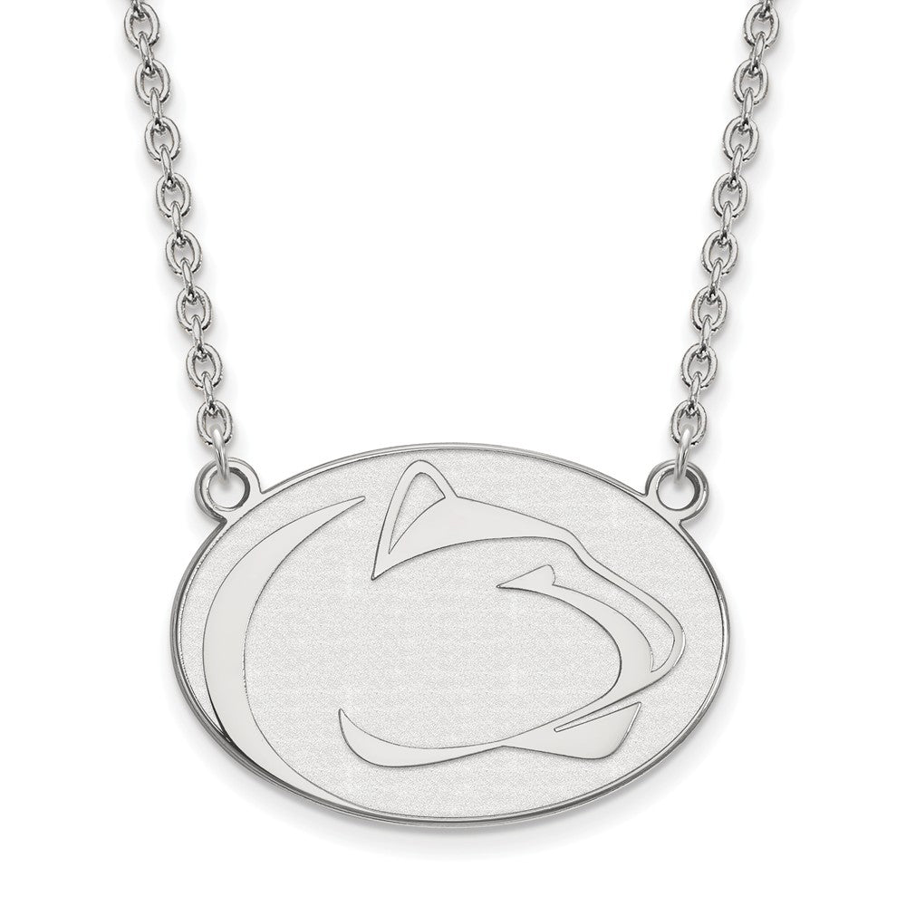 Sterling Silver Penn State Large Logo Pendant Necklace, Item N12802 by The Black Bow Jewelry Co.