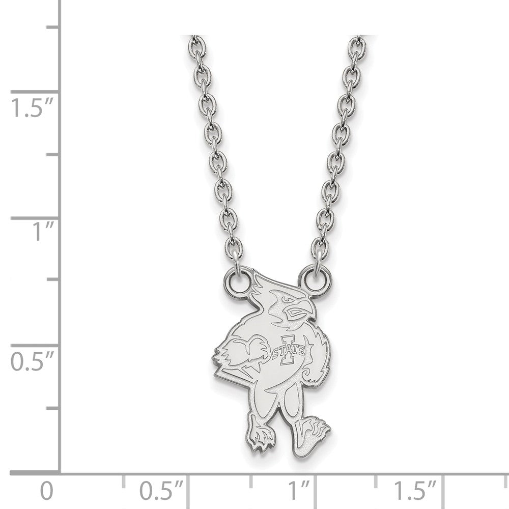 Alternate view of the Sterling Silver Iowa State Large Mascot Pendant Necklace by The Black Bow Jewelry Co.