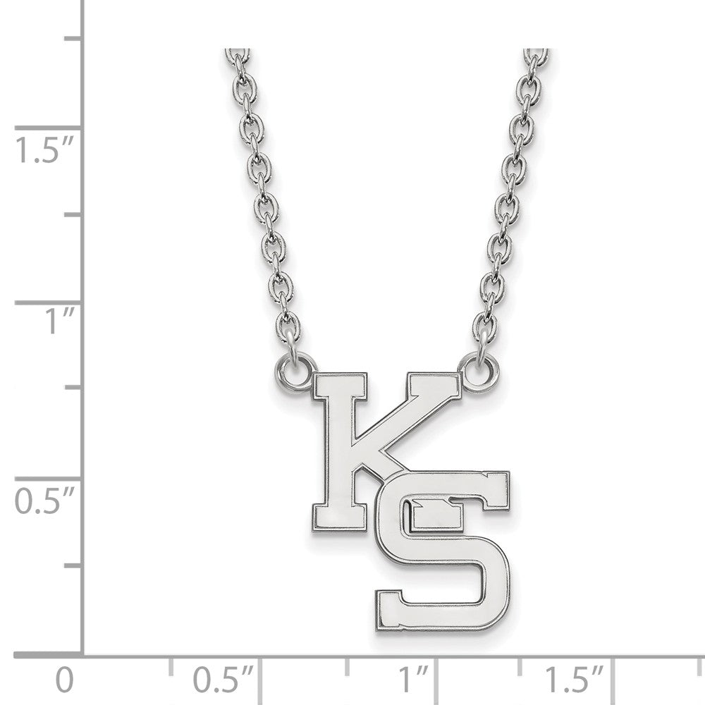 Alternate view of the Sterling Silver Kansas State Large 'KS' Letter Pendant Necklace by The Black Bow Jewelry Co.