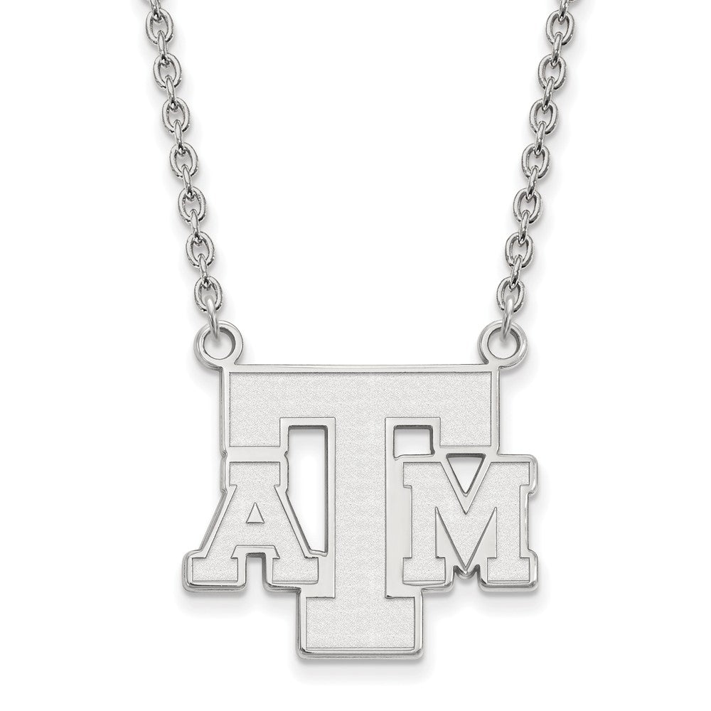 Sterling Silver Texas A&M U Large Pendant Necklace, Item N12865 by The Black Bow Jewelry Co.