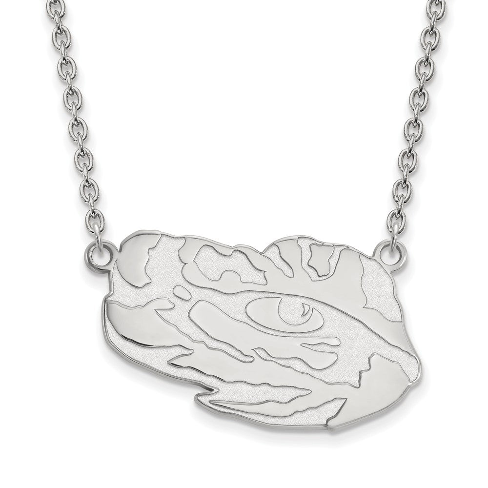Sterling Silver Louisiana State Large Pendant Necklace, Item N12875 by The Black Bow Jewelry Co.