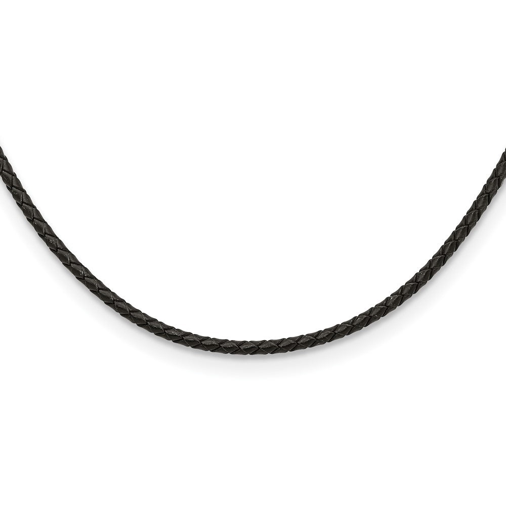 3mm Black Leather Weave Cord & Stainless Steel Clasp Necklace, 18 Inch, Item N8383-18 by The Black Bow Jewelry Co.