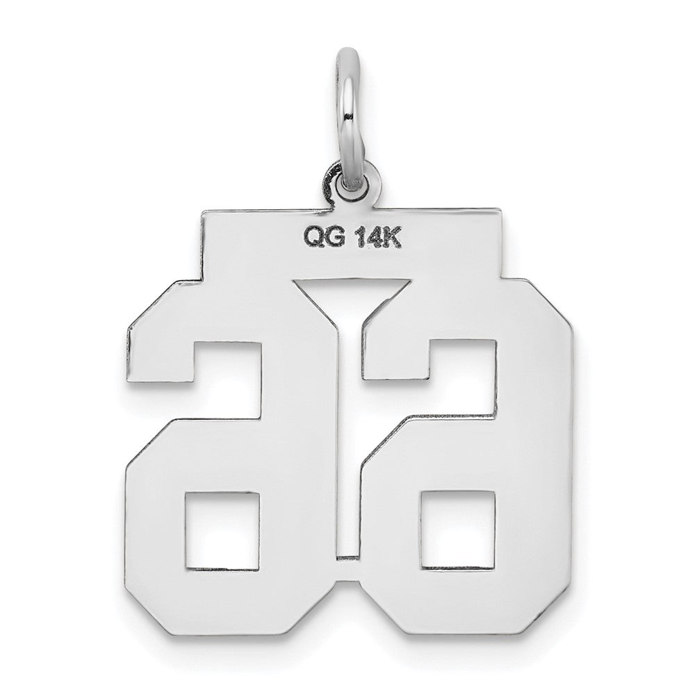 Alternate view of the 14k White Gold, Jersey Collection, Medium Number 66 Pendant by The Black Bow Jewelry Co.