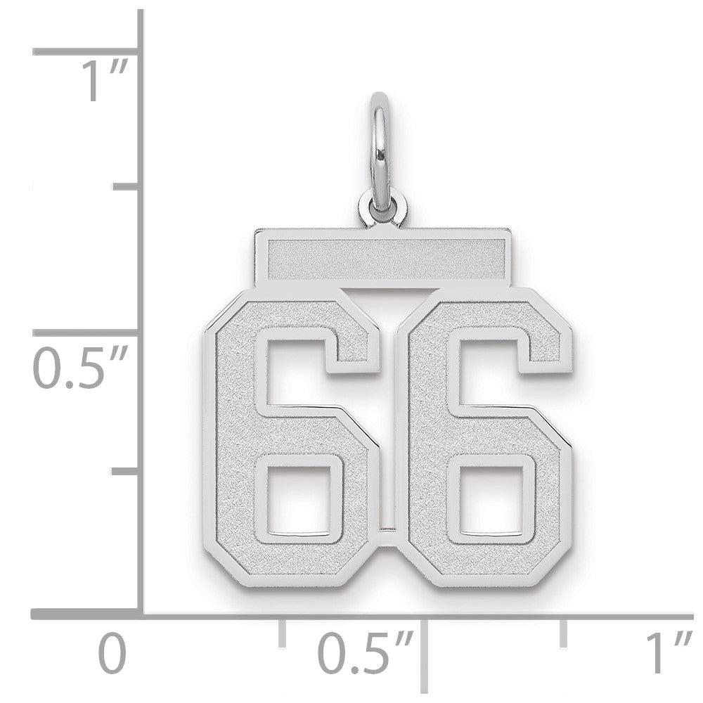 Alternate view of the 14k White Gold, Jersey Collection, Medium Number 66 Pendant by The Black Bow Jewelry Co.