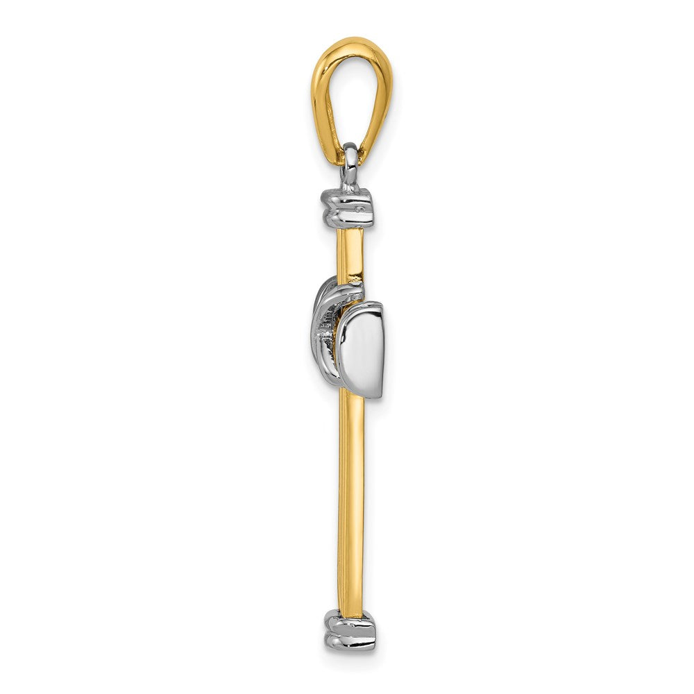 Alternate view of the 14k Yellow and White Gold, Two Tone Rope Cross Pendant by The Black Bow Jewelry Co.