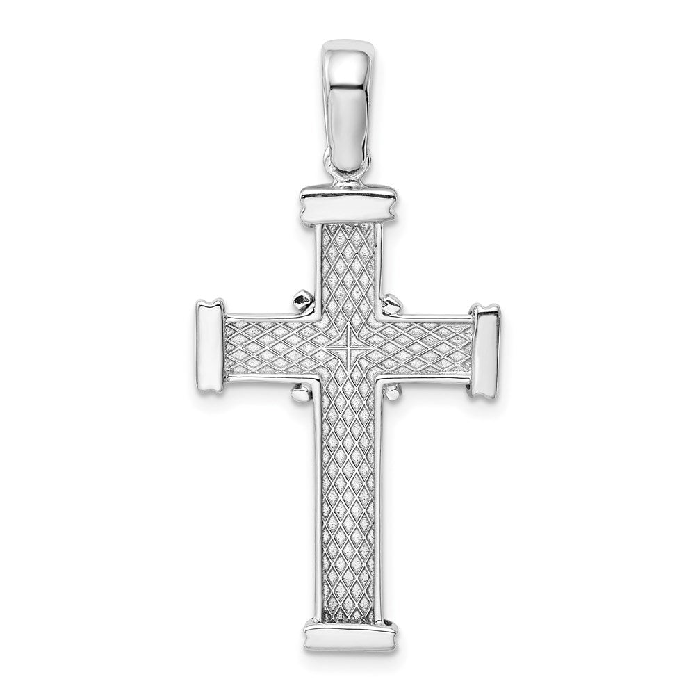 Alternate view of the 14k White Gold Polished Rope Cross Pendant by The Black Bow Jewelry Co.