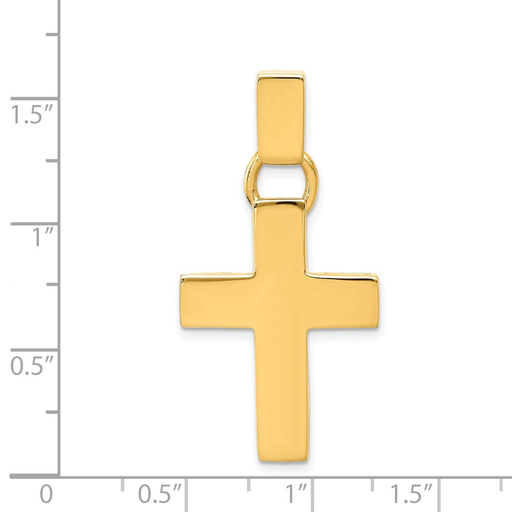 Alternate view of the 14k Yellow Gold Polished Hollow Latin Cross Pendant by The Black Bow Jewelry Co.