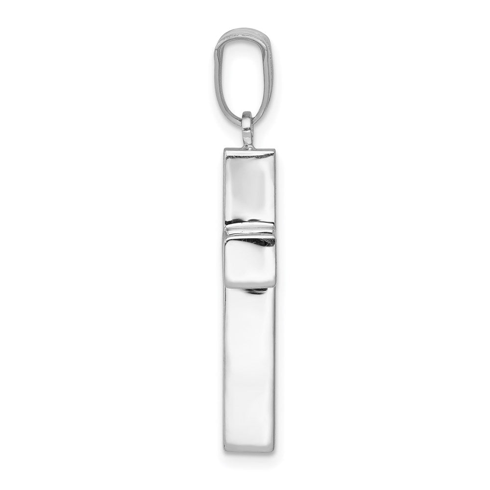 Alternate view of the 14k White Gold Polished Hollow Latin Cross Pendant by The Black Bow Jewelry Co.