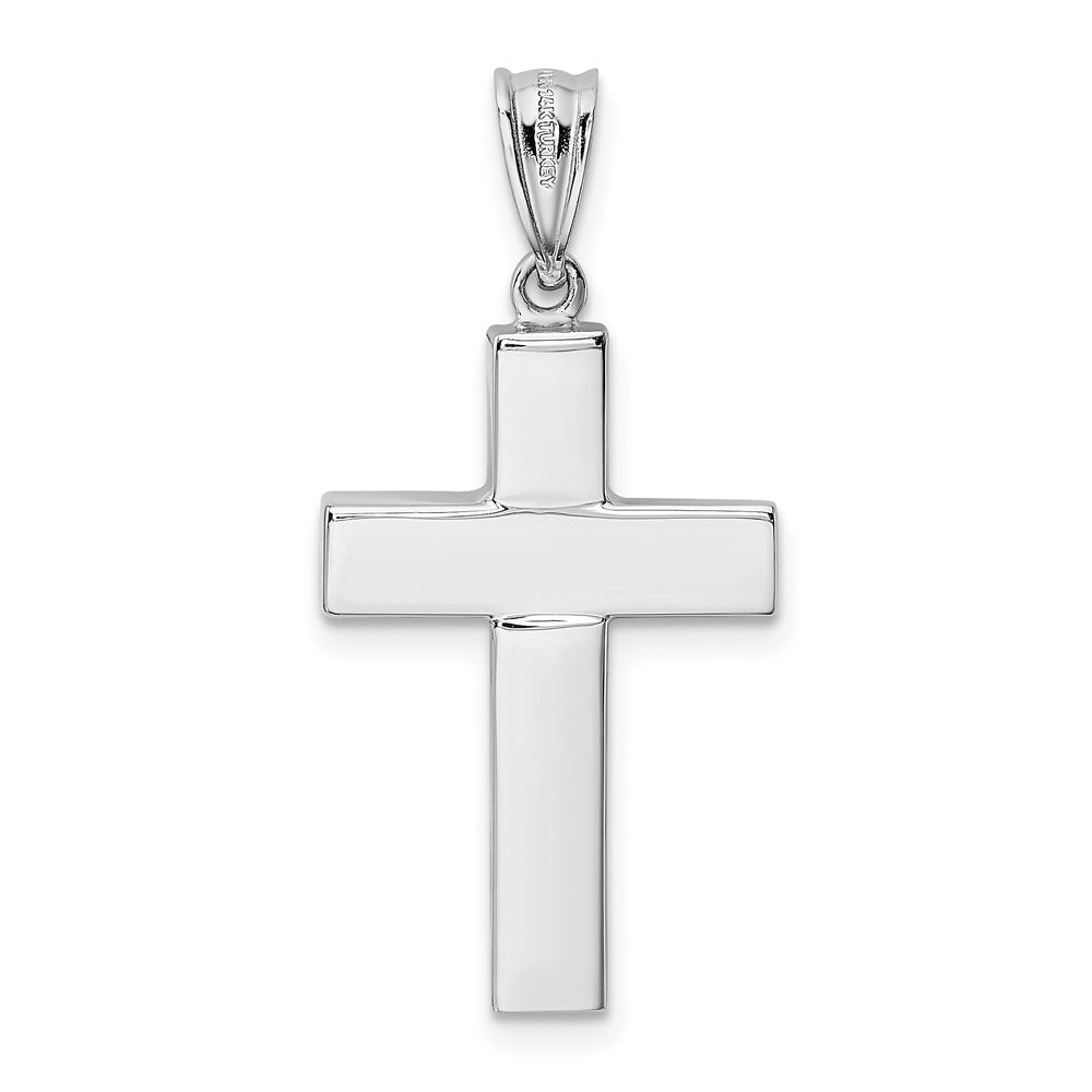 Alternate view of the 14k White Gold Polished Hollow Latin Cross Pendant by The Black Bow Jewelry Co.
