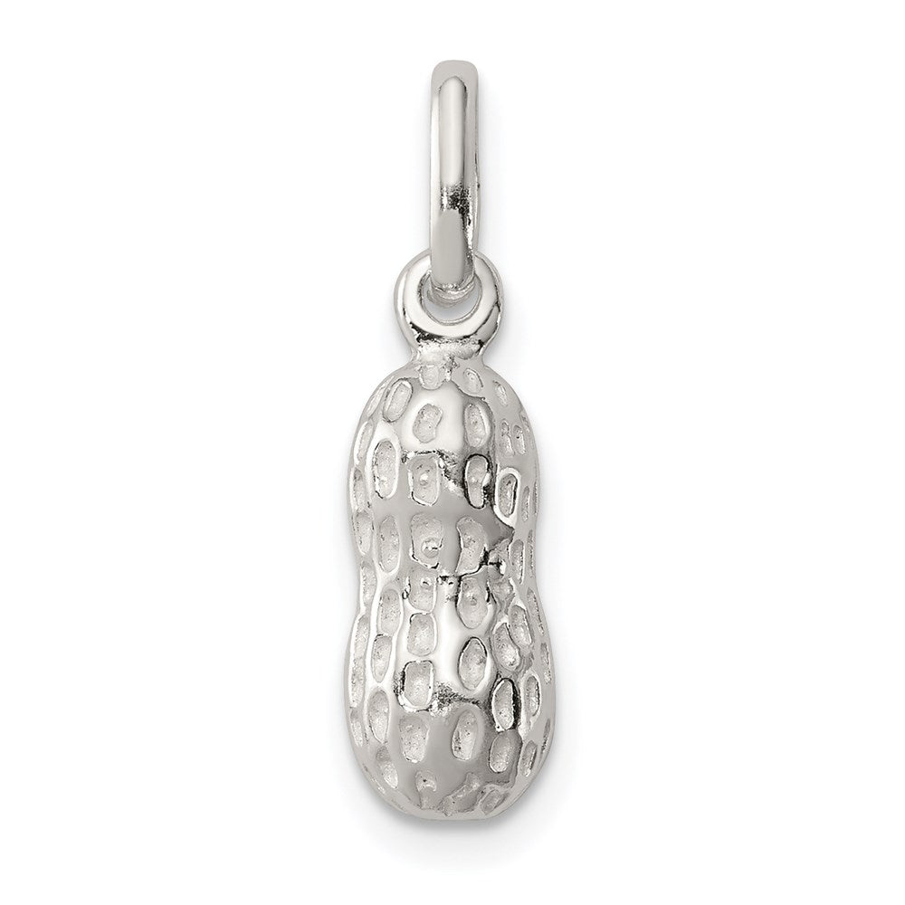 Sterling Silver Tiny 3D Peanut Charm 6 x 13mm, Item P10999 by The Black Bow Jewelry Co.