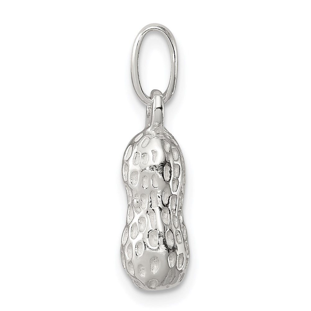 Alternate view of the Sterling Silver Tiny 3D Peanut Charm 6 x 13mm by The Black Bow Jewelry Co.