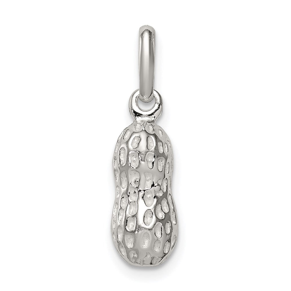 Alternate view of the Sterling Silver Tiny 3D Peanut Charm 6 x 13mm by The Black Bow Jewelry Co.
