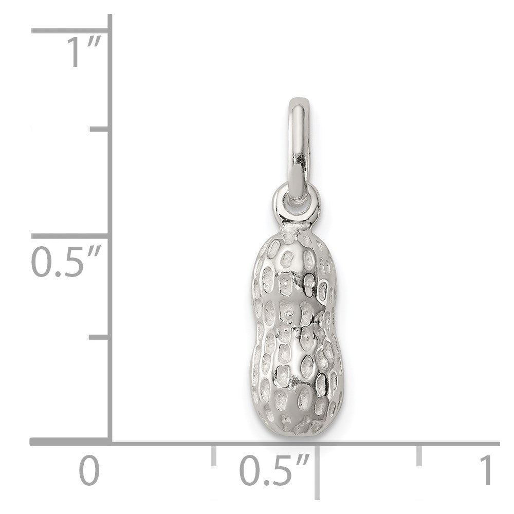 Alternate view of the Sterling Silver Tiny 3D Peanut Charm 6 x 13mm by The Black Bow Jewelry Co.