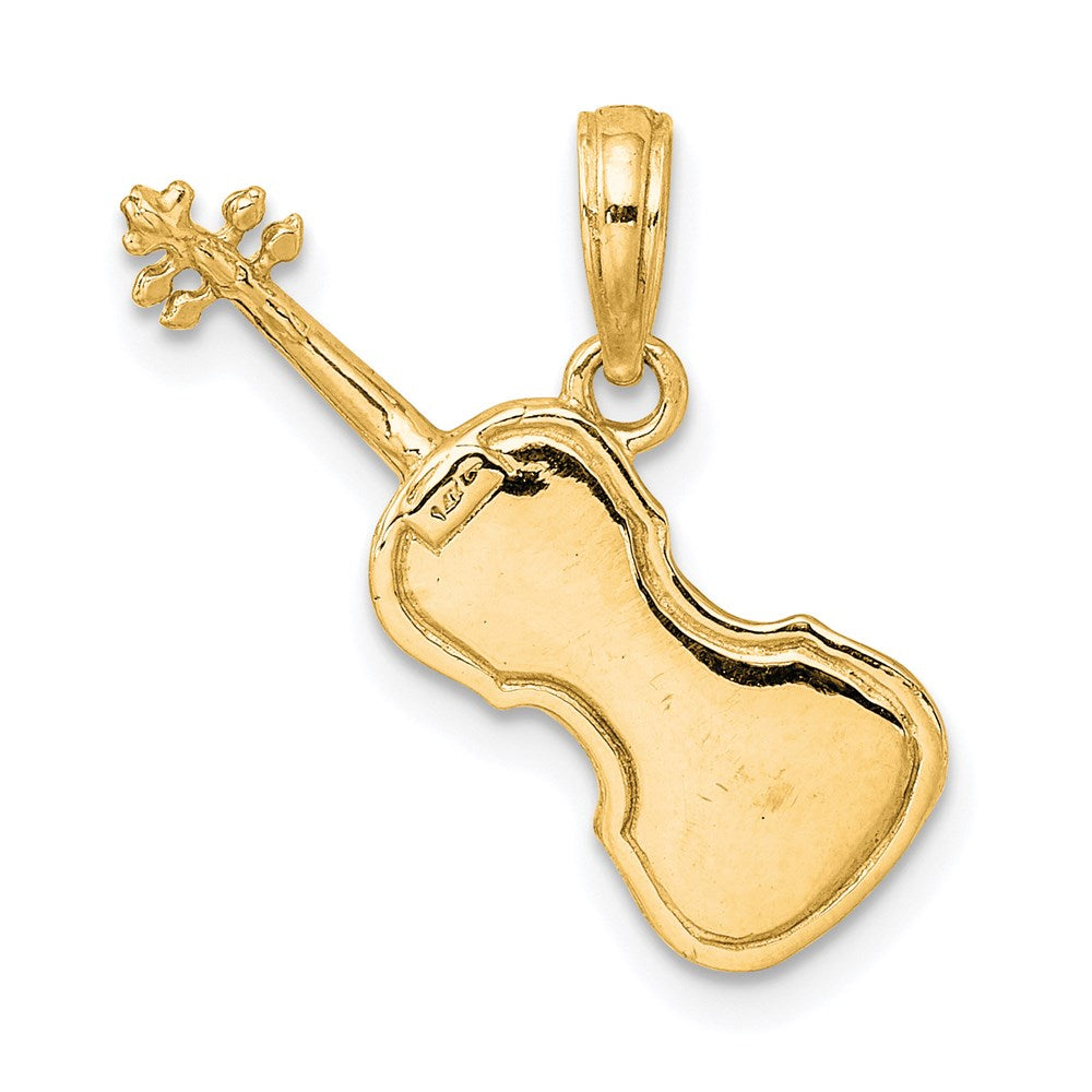 Alternate view of the 14k Yellow Gold 3D Violin Pendant by The Black Bow Jewelry Co.