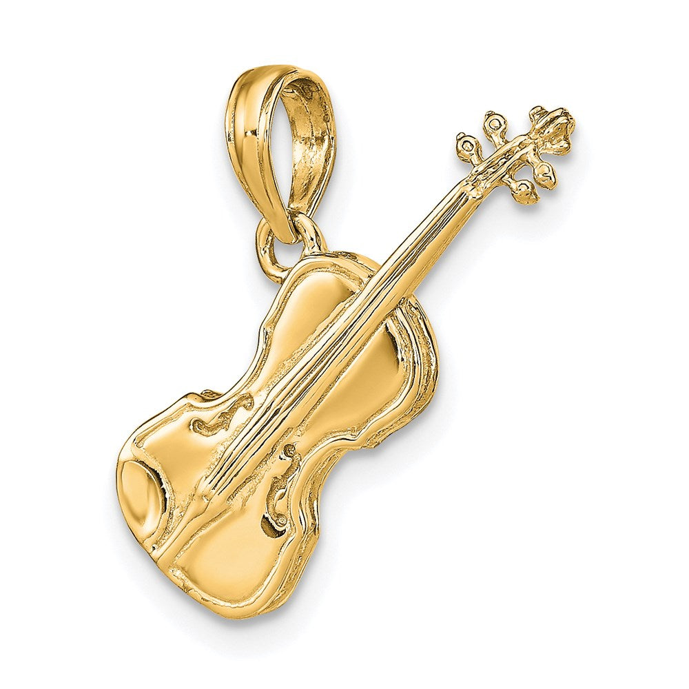 Alternate view of the 14k Yellow Gold 3D Violin Pendant by The Black Bow Jewelry Co.