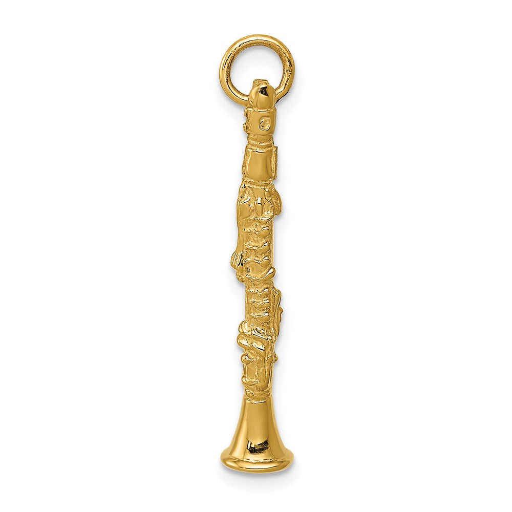 Alternate view of the 14k Yellow Gold 3D Clarinet Pendant by The Black Bow Jewelry Co.