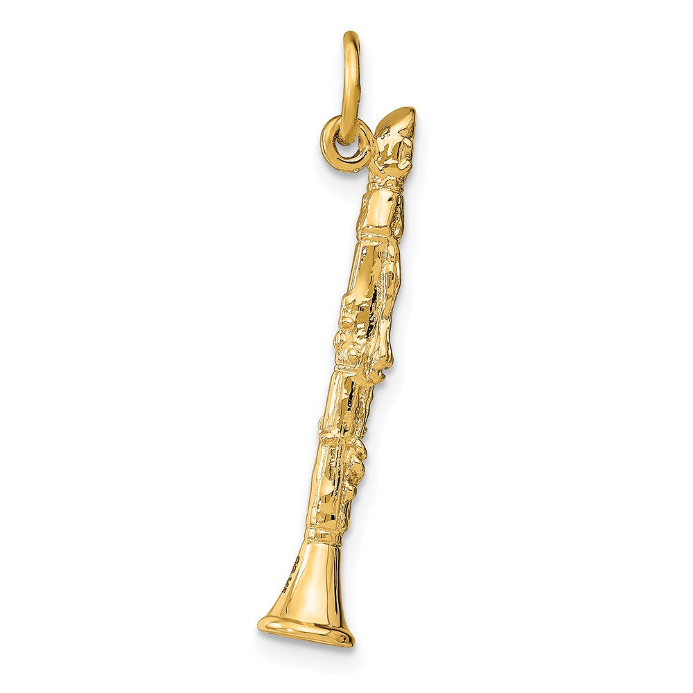 Alternate view of the 14k Yellow Gold 3D Clarinet Pendant by The Black Bow Jewelry Co.