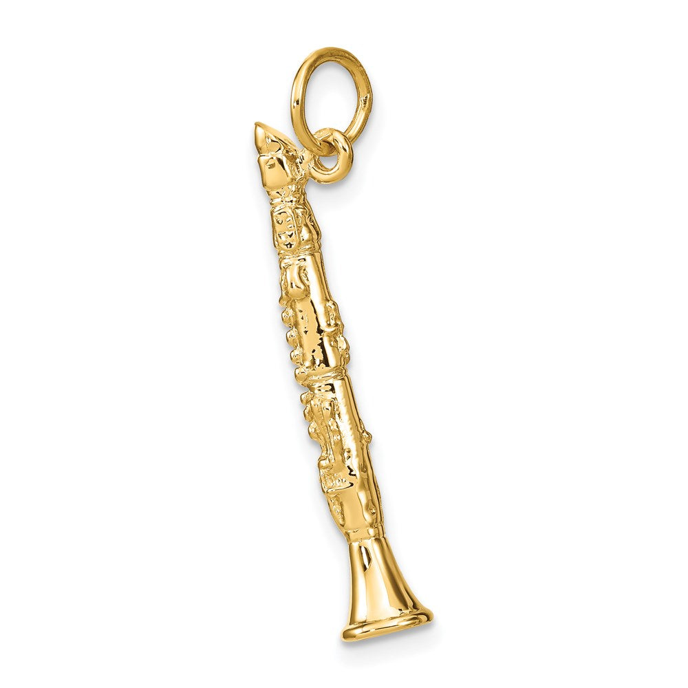 Alternate view of the 14k Yellow Gold 3D Clarinet Pendant by The Black Bow Jewelry Co.