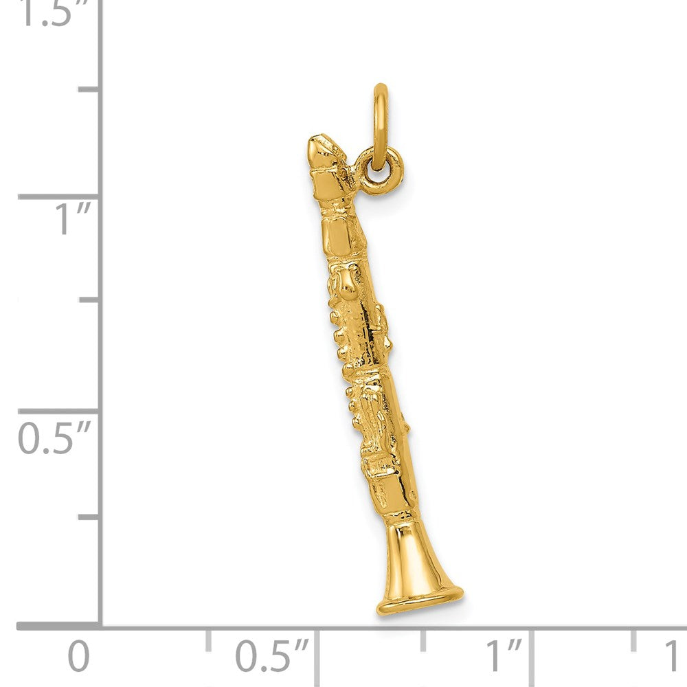 Alternate view of the 14k Yellow Gold 3D Clarinet Pendant by The Black Bow Jewelry Co.