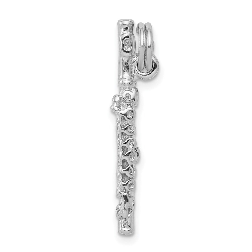 Sterling Silver 3D Polished Flute Pendant, Item P11122 by The Black Bow Jewelry Co.