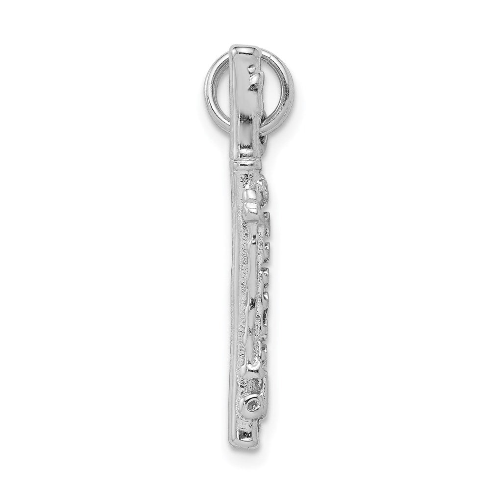 Alternate view of the Sterling Silver 3D Polished Flute Pendant by The Black Bow Jewelry Co.