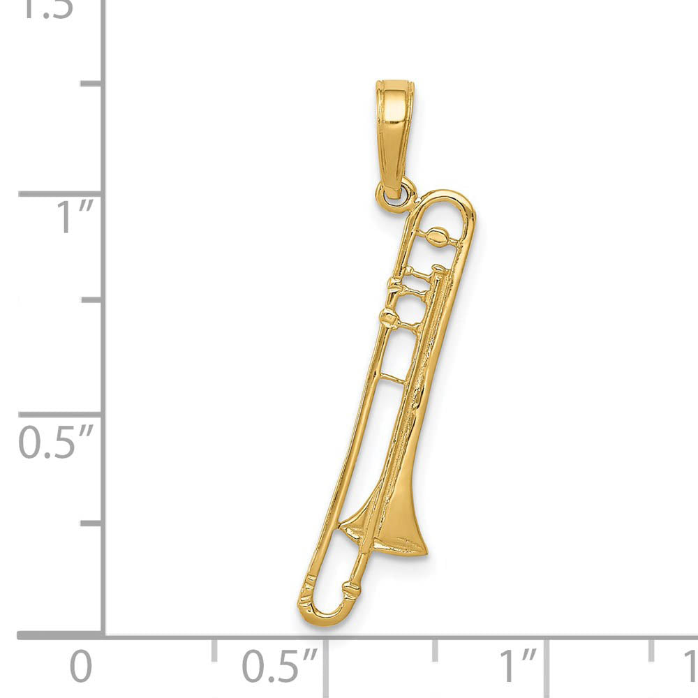 Alternate view of the 14k Yellow Gold Trombone Pendant by The Black Bow Jewelry Co.