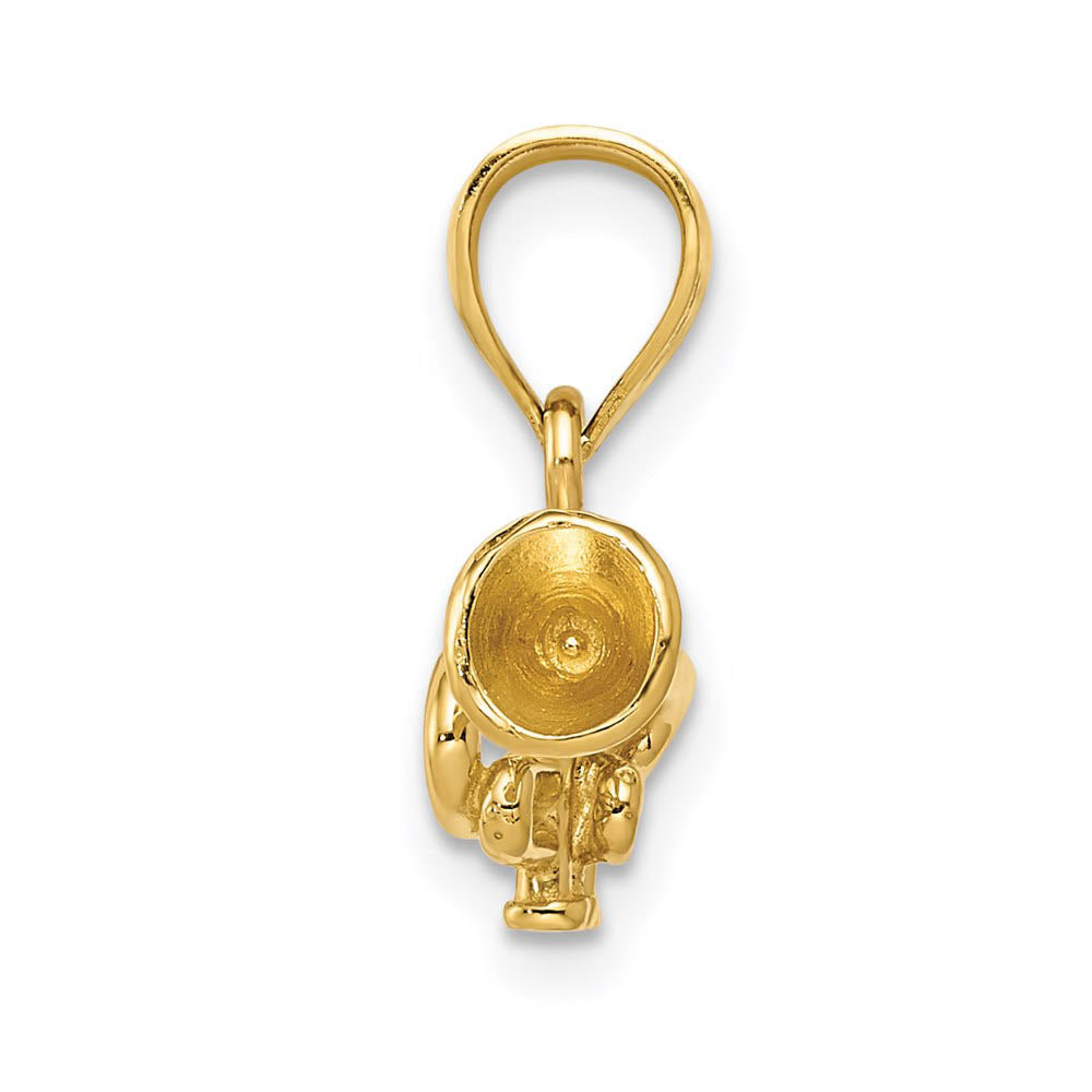 Alternate view of the 14k Yellow Gold 3D Horizontal Trumpet Pendant by The Black Bow Jewelry Co.