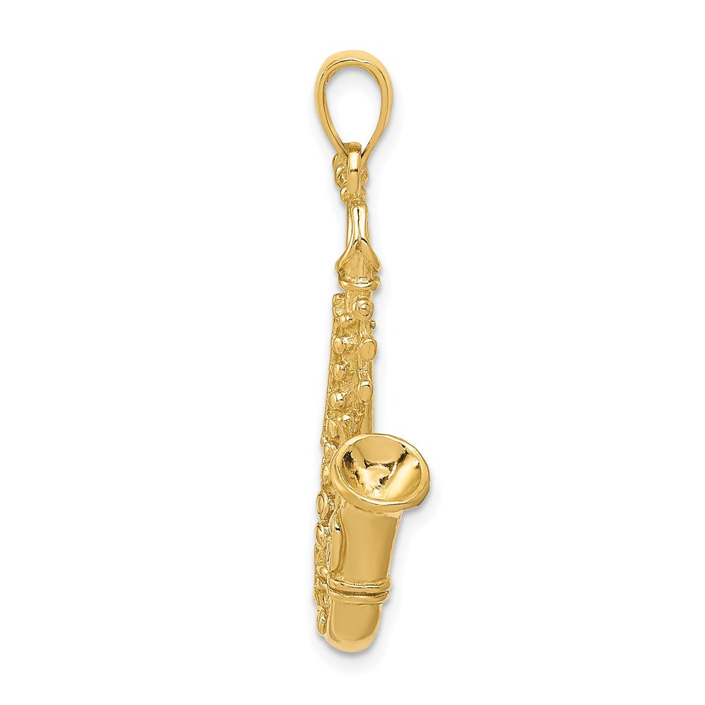 Alternate view of the 14k Yellow Gold 3D Large Saxophone Pendant by The Black Bow Jewelry Co.