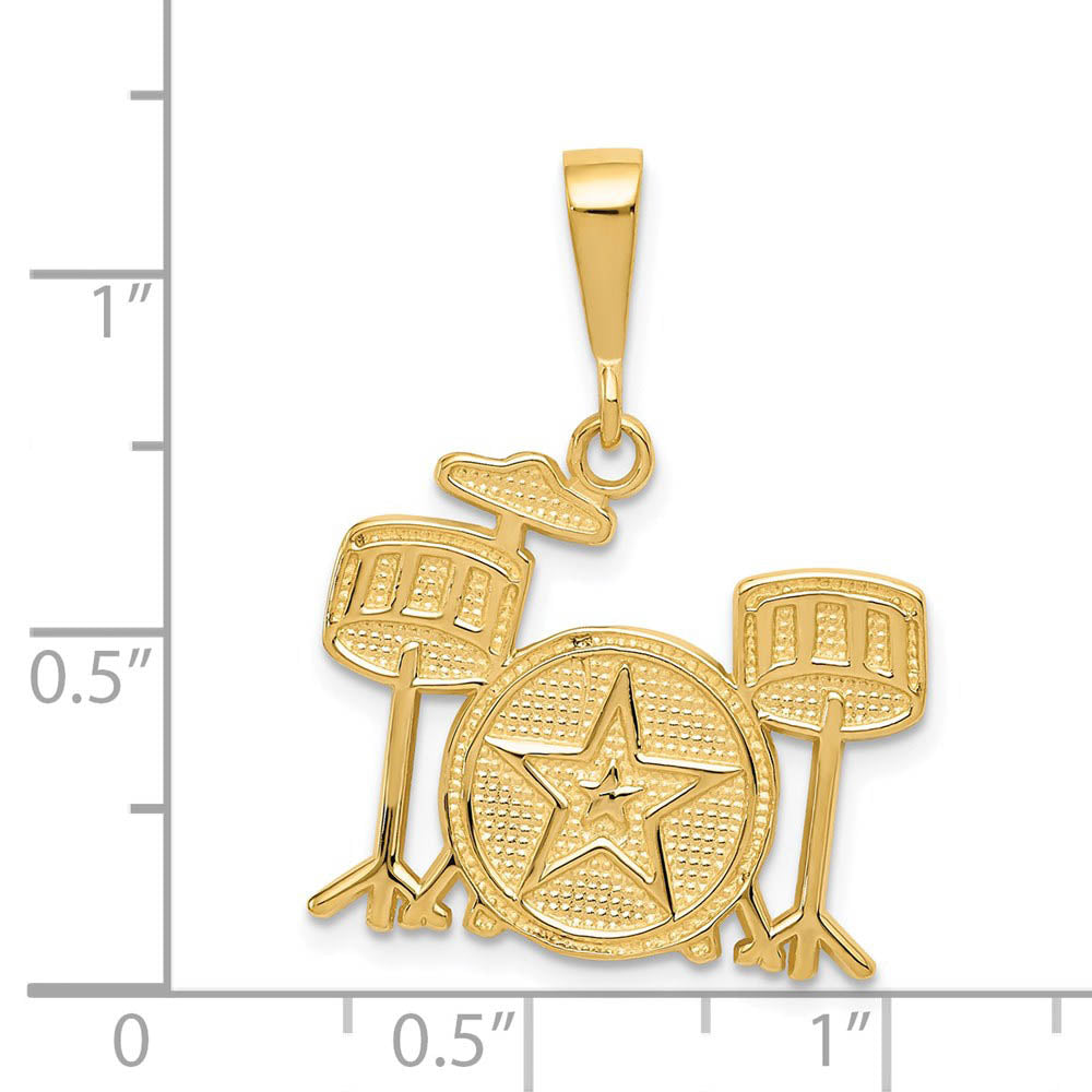 Alternate view of the 14k Yellow Gold Drum Set Pendant by The Black Bow Jewelry Co.