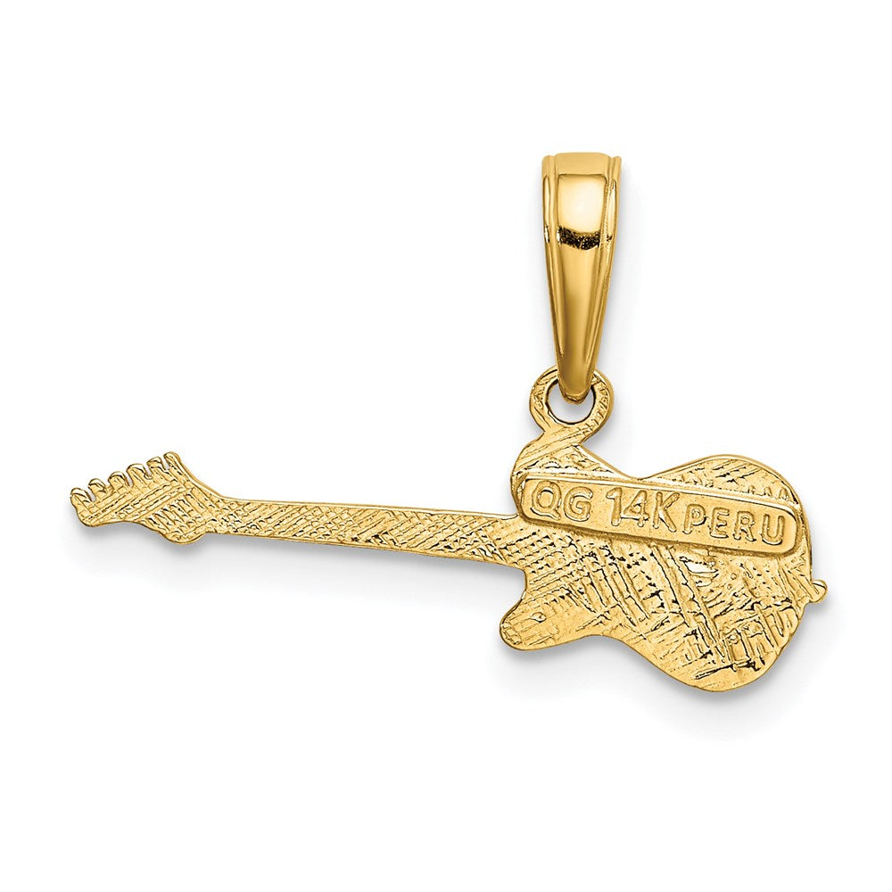 Alternate view of the 14k Yellow Gold Electric Guitar Pendant by The Black Bow Jewelry Co.
