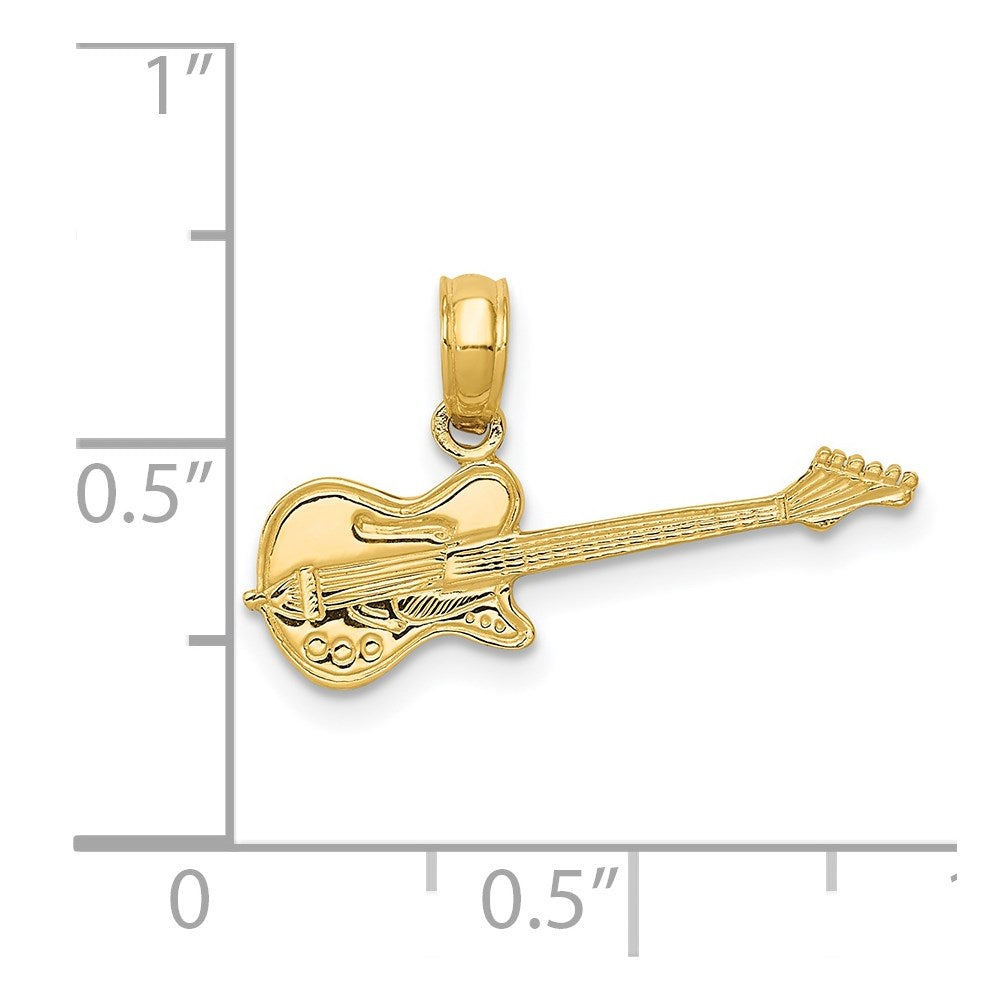 Alternate view of the 14k Yellow Gold Electric Guitar Pendant by The Black Bow Jewelry Co.