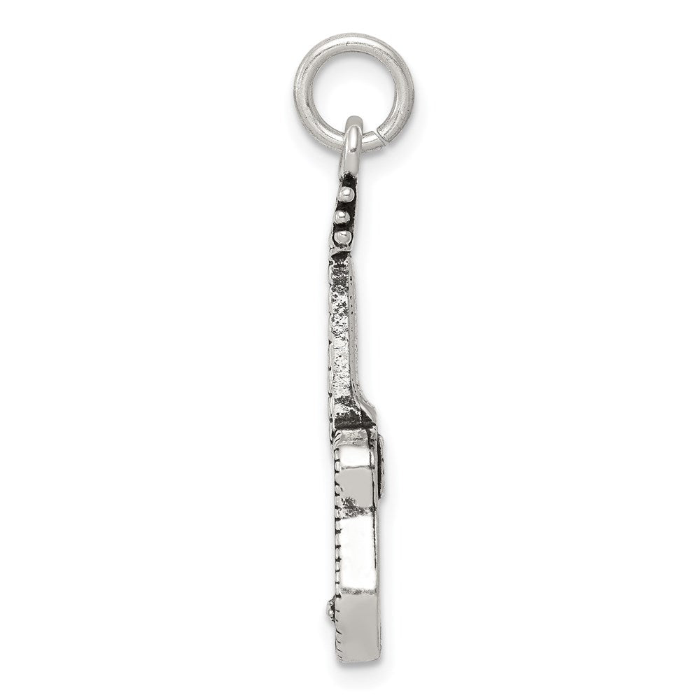 Alternate view of the Sterling Silver 3D Antiqued Acoustic Guitar Pendant by The Black Bow Jewelry Co.
