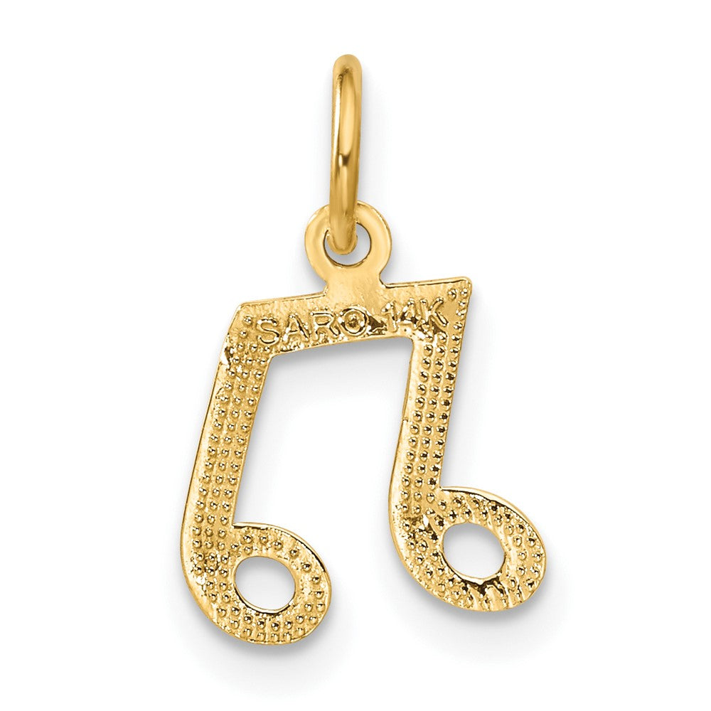 Alternate view of the 14k Yellow Gold Beamed Half Note Musical Charm by The Black Bow Jewelry Co.