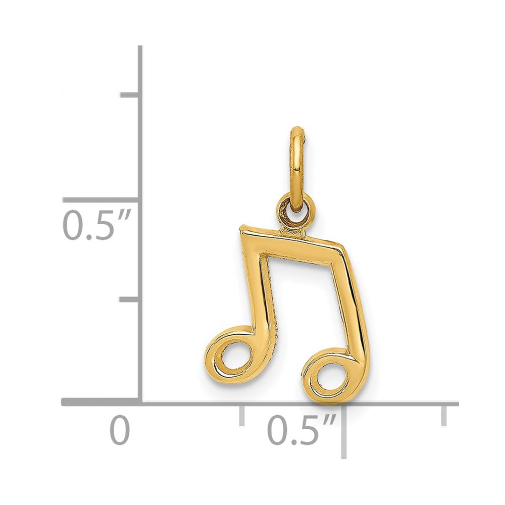 Alternate view of the 14k Yellow Gold Beamed Half Note Musical Charm by The Black Bow Jewelry Co.