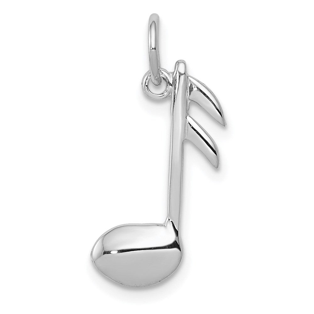 14k White Gold 2D Polished Musical Note Pendant, Item P11161 by The Black Bow Jewelry Co.