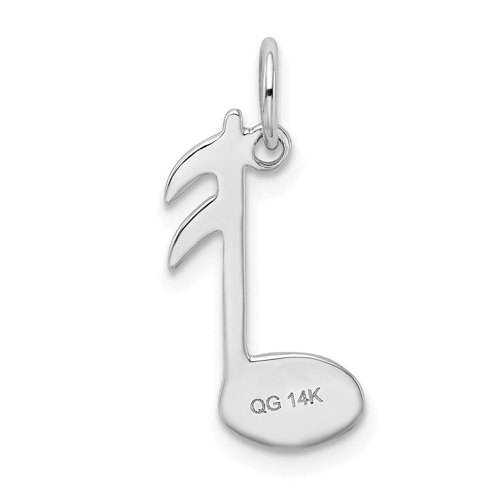 Alternate view of the 14k White Gold 2D Polished Musical Note Pendant by The Black Bow Jewelry Co.