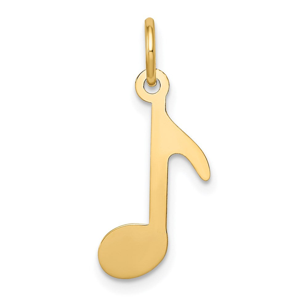14k Yellow Gold Polished Music Note Charm, Item P11162 by The Black Bow Jewelry Co.