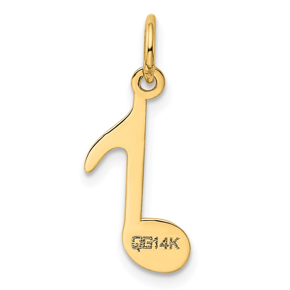Alternate view of the 14k Yellow Gold Polished Music Note Charm by The Black Bow Jewelry Co.