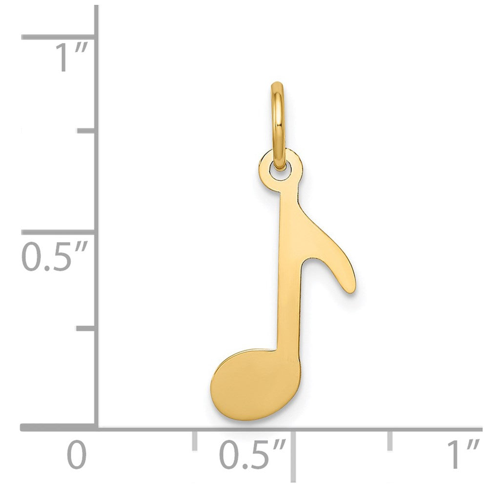 Alternate view of the 14k Yellow Gold Polished Music Note Charm by The Black Bow Jewelry Co.