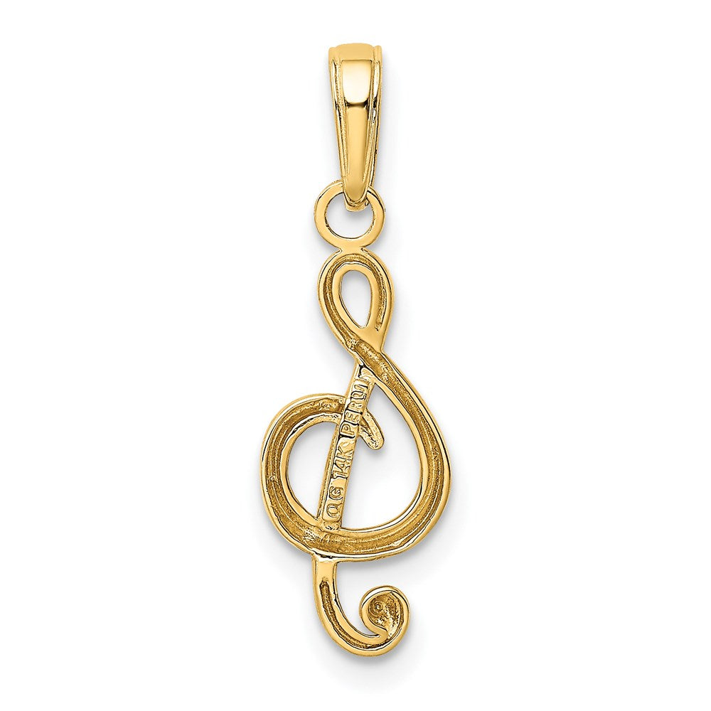 Alternate view of the 14k Yellow Gold 2D Treble Clef Pendant by The Black Bow Jewelry Co.
