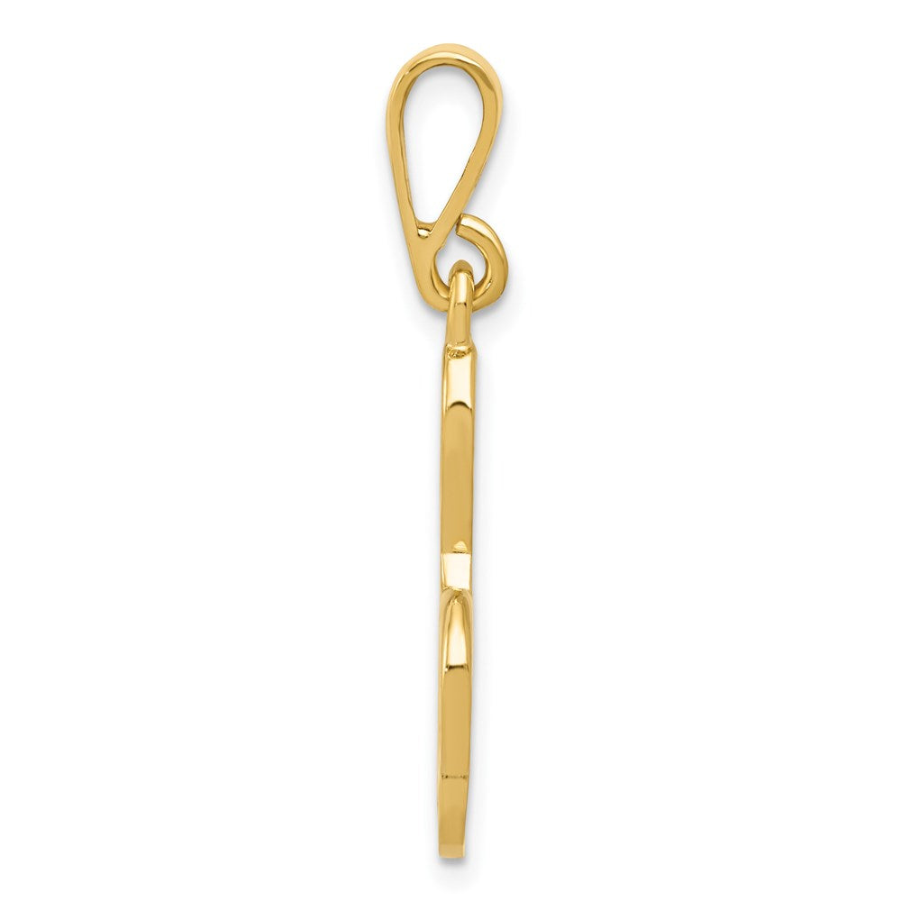 Alternate view of the 14k Yellow Gold Flat Back Treble Clef Pendant by The Black Bow Jewelry Co.